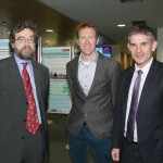 Whitaker Institute annual Research Day in the Hardiman Research Building. Prof John Fitzgerald, Dr Stephen Hynes and Prof John McHale.