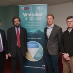 Whitaker Institute annual Research Day in the Hardiman Research Building. Prof John McHale, Prof John Fitzgerald, Dr Stephen Hynes and Prof. Alan Ahearne.