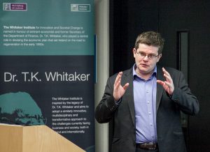 Professor Liam Delaney speaking at the 2017 Whitaker Institute Research Day